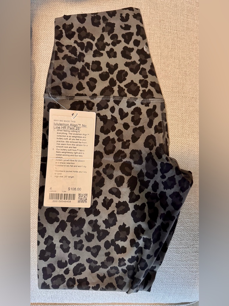 Lululemon Leopard Print Align No-Line High-Rise Leggings Gray & Black